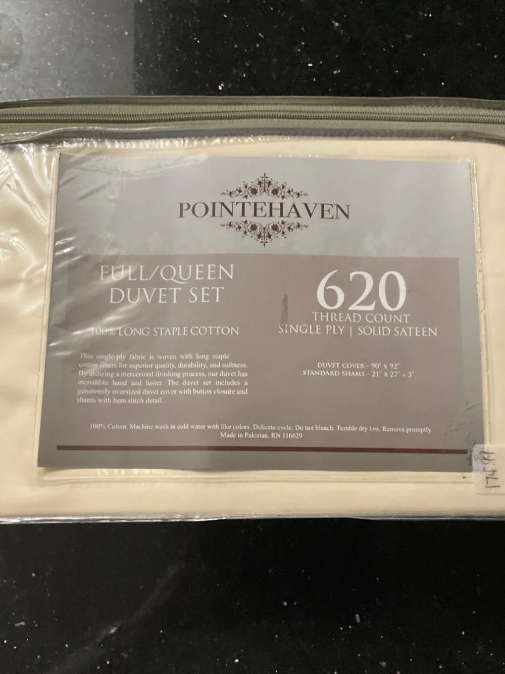 The Pointehaven 620 Thread Count Full/Queen 3 pc Duvet Set